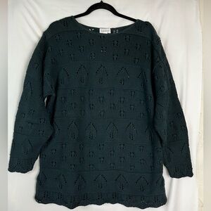 Vintage Sarah Arizona forest green 100% cotton knit sweater